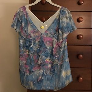 Banana Republic flutter-sleeve watercolor top